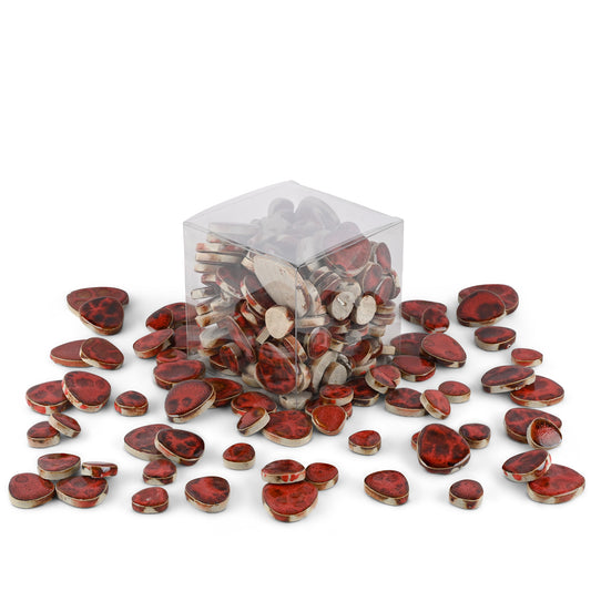 Lava Red Marble Effect Glazed Ceramic Pebble Tiles 800g **School Bulk Buy**