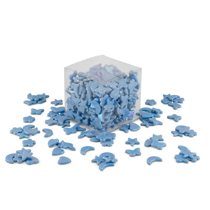 Light Blue Cutie Pie Iridised Assorted Glass Shapes 800g **School Bulk Buy**
