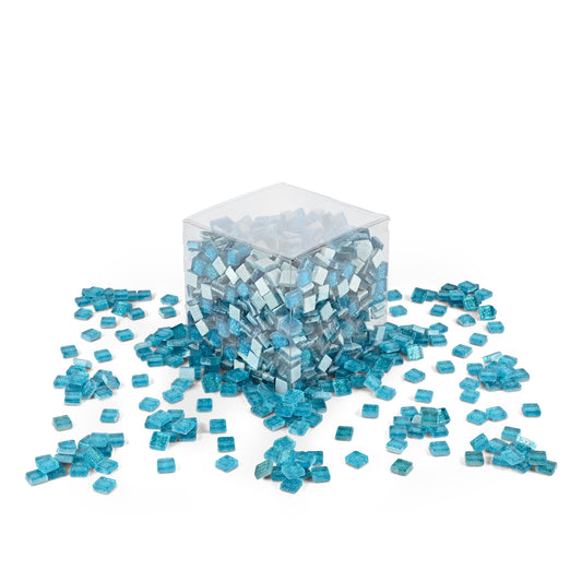 Blue Heaven Glitter Mosaic Glass Tiles 1Kg **School Bulk Buy**