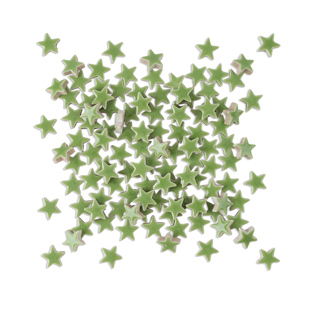 Green Star Shaped Glazed Ceramic Tiles 70g