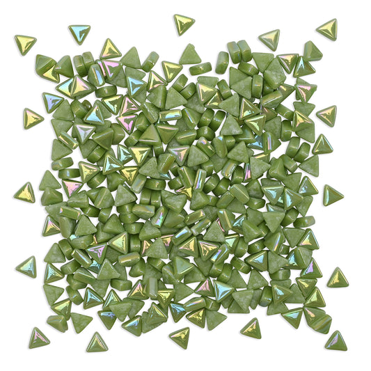 Green Mini Iridised Triangles 9mm Tiles 100g