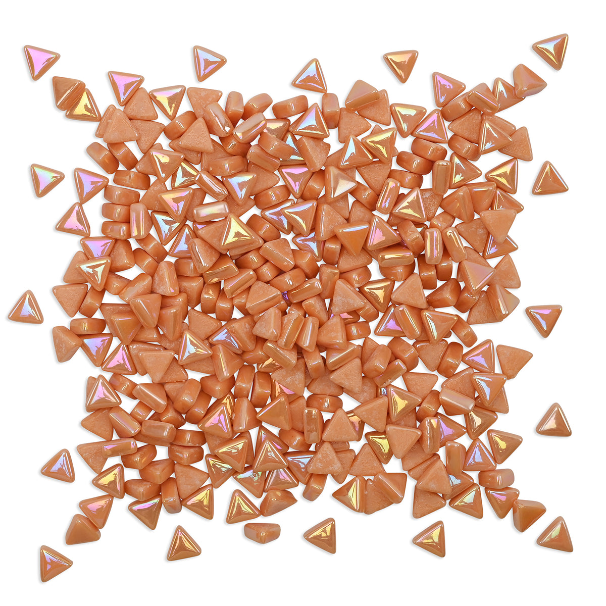 Orange Mini Iridised Triangles 9mm Tiles 100g