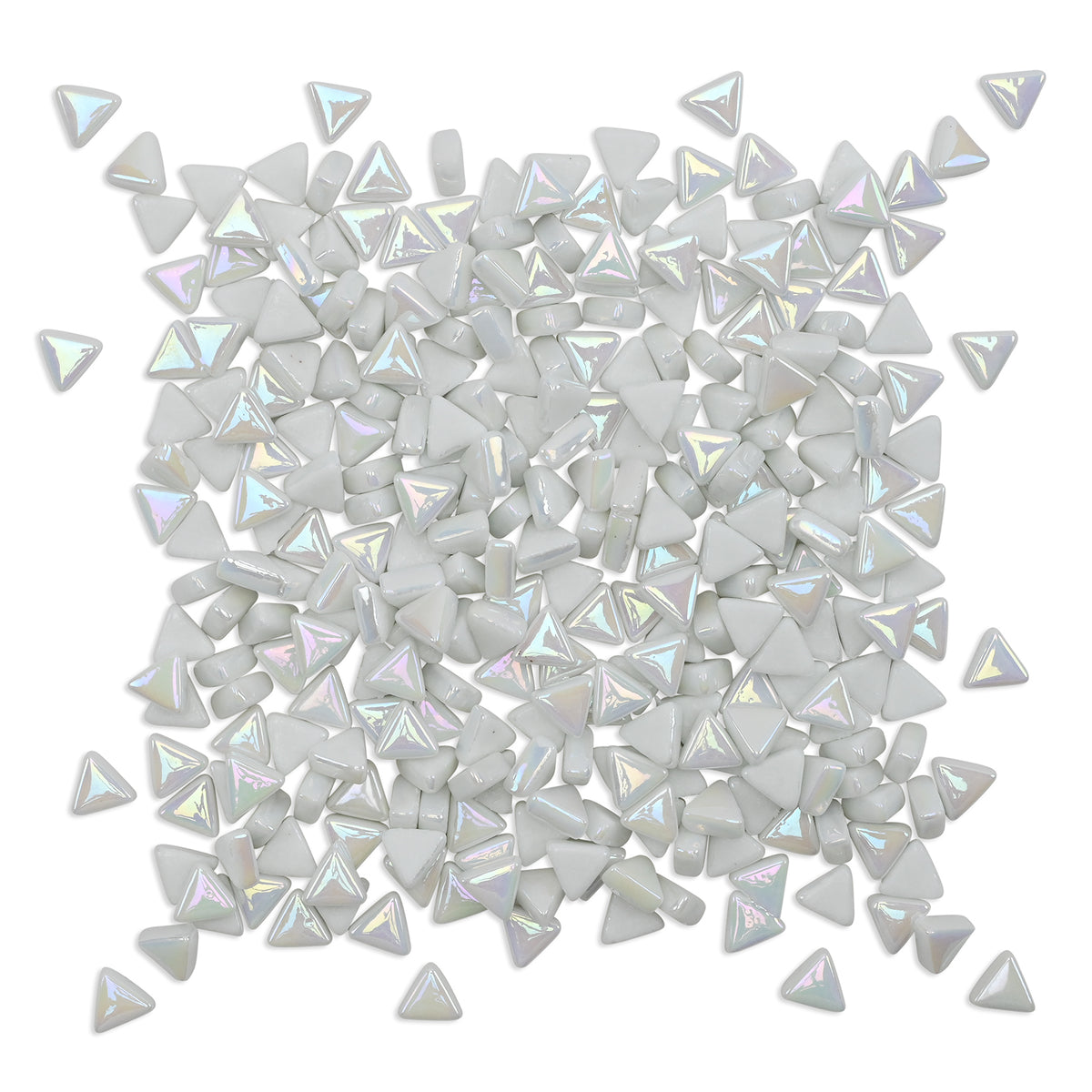 White Mini Iridised Triangles 9mm Tiles 100g