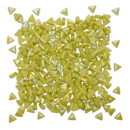 Yellow Mini Iridised Triangles 9mm Tiles 250g