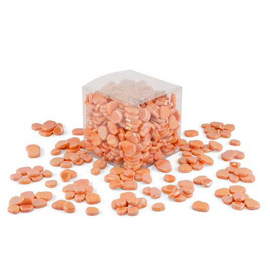 Orange Blossom Shaped Iridised Mixed Size Glass Pieces 1Kg **School Bulk Buy**