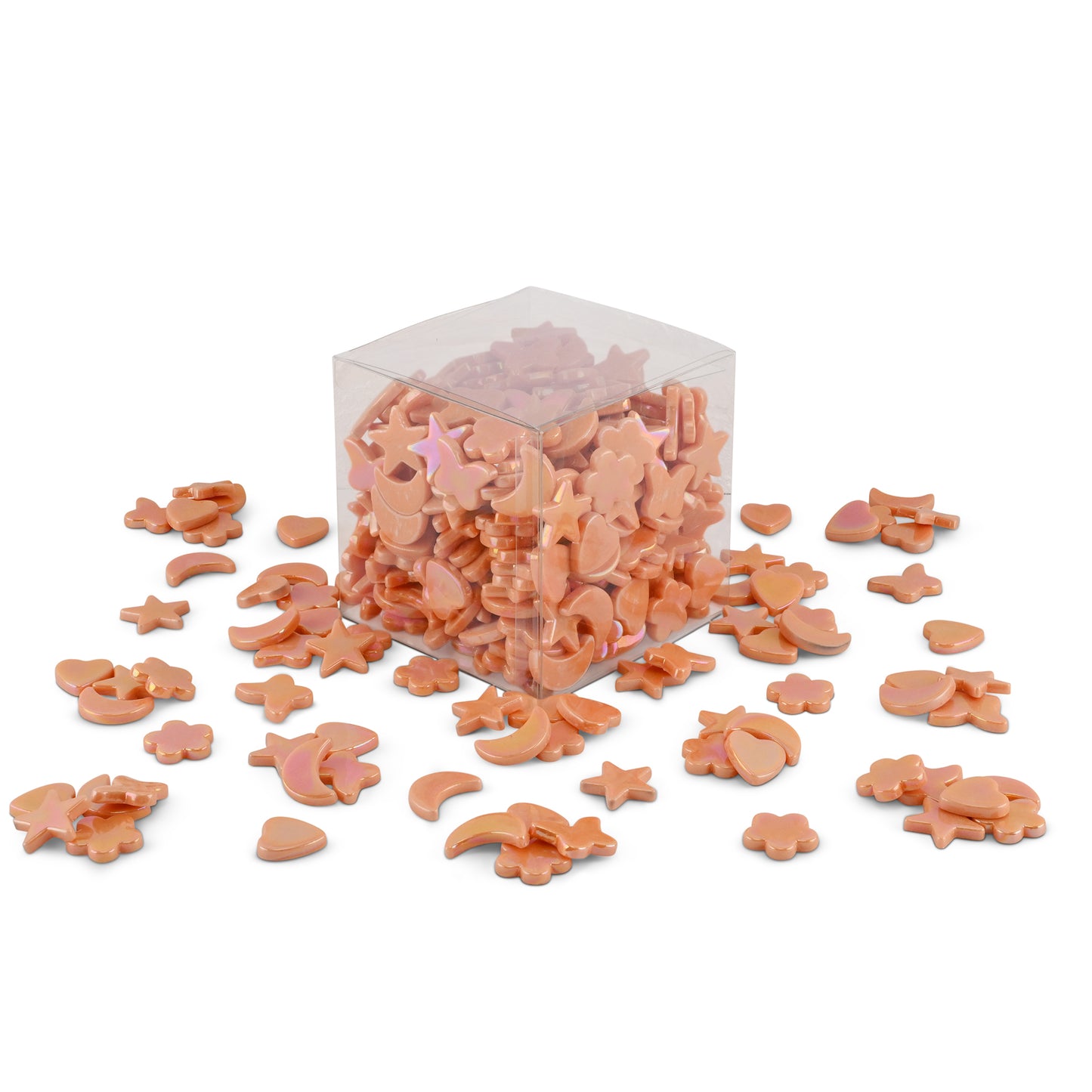 Orange Cutie Pie Iridised Assorted Glass Shapes 800g **School Bulk Buy**