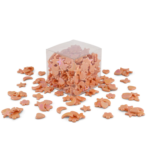 Orange Cutie Pie Iridised Assorted Glass Shapes 800g **School Bulk Buy**