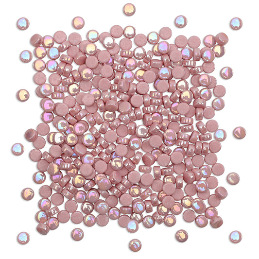 Pink Round Glass Dots 8mm Tiles 100g