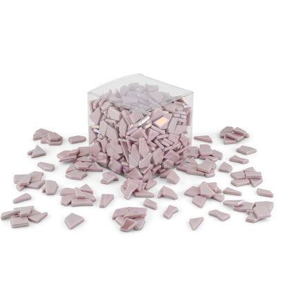 Pink Irregular Shaped Iridised Glass Tiles 1Kg **School Bulk Buy**