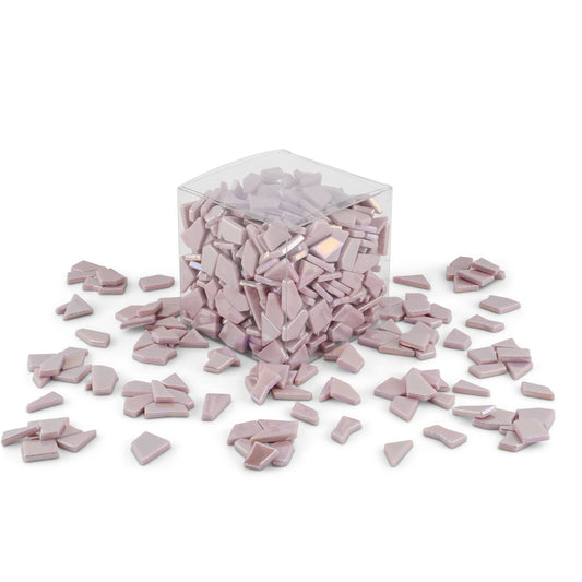 Pink Irregular Shaped Iridised Glass Tiles 1Kg **School Bulk Buy**