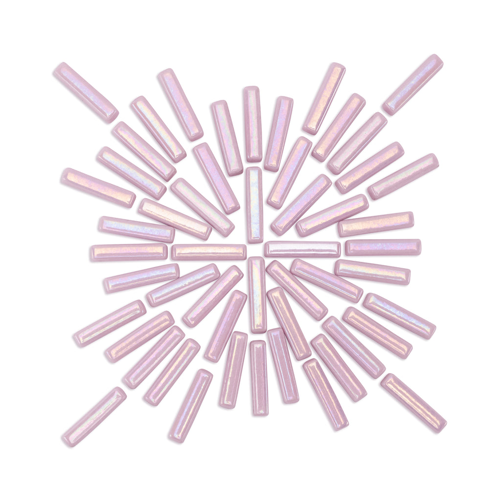 Irridised Pink Sticks Glass Tiles 250g