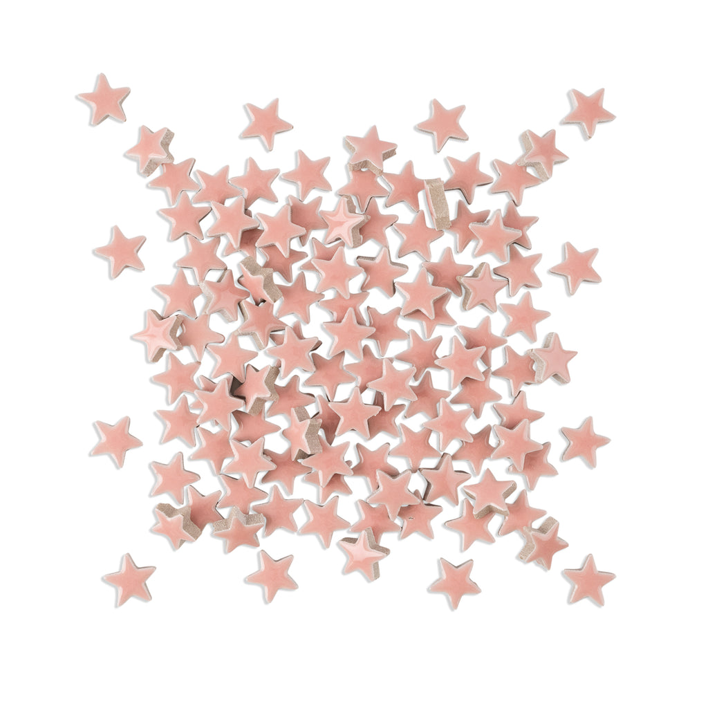 Pink Star Shaped Glazed Ceramic Tiles 70g