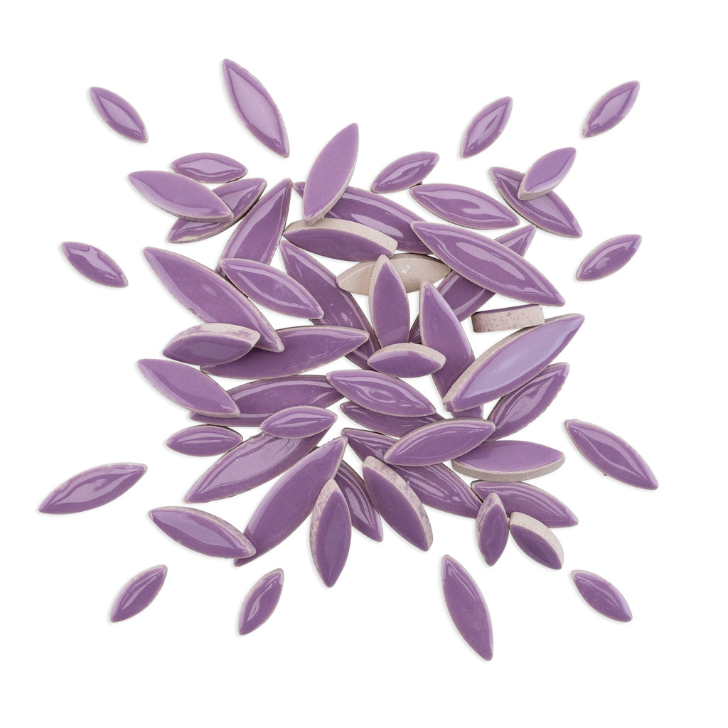Purple Leaf Petal Shaped Ceramic Mosaic Tiles 250g