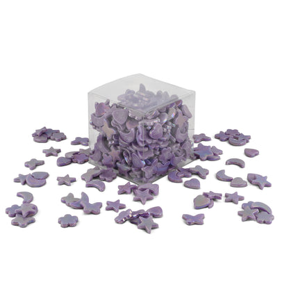 Purple Cutie Pie Iridised Assorted Glass Shapes 800g **School Bulk Buy**