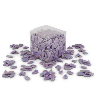 Purple Irregular Shaped Iridised Glass Tiles 1Kg **School Bulk Buy**