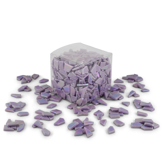 Purple Irregular Shaped Iridised Glass Tiles 1Kg **School Bulk Buy**