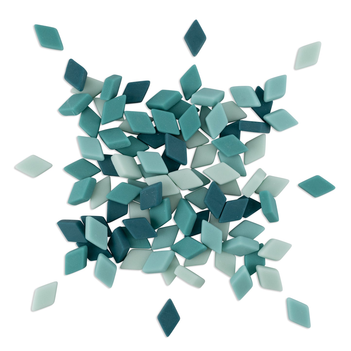 Real Teal Diamond Shape Glass Matte Finish Mosaic Tiles Green Assorted 250g