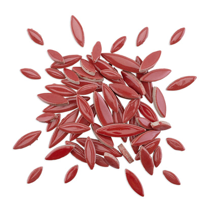 Red Ceramic Leaf Petal Shaped Tiles 800g **School Bulk Buy**