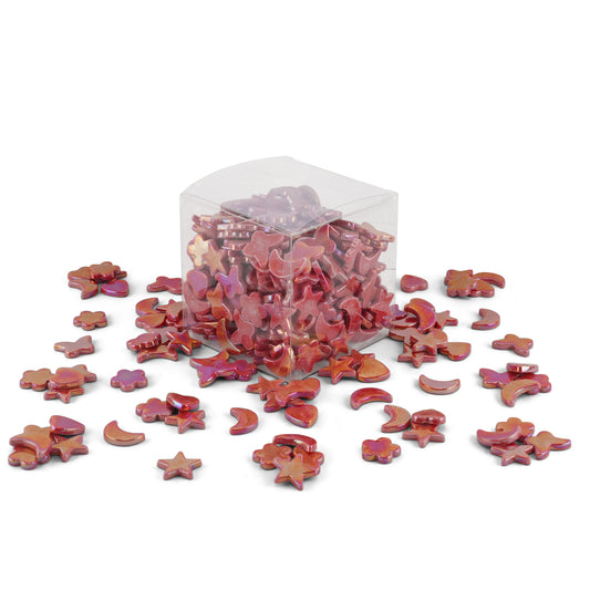 Red Cutie Pie Iridised Assorted Glass Shapes 800g **School Bulk Buy**