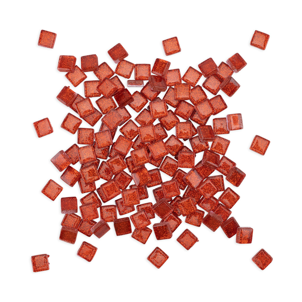 Cherry Pie Glitter Red Mosaic Glass Tiles 250g