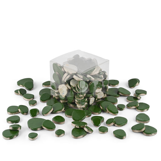 Shamrock Green Glazed Ceramic Pebble Tiles 800g **School Bulk Buy**