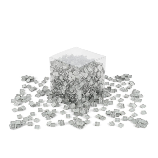 Silver Sprinkles Glitter Mosaic Glass Tiles 1Kg **School Bulk Buy**