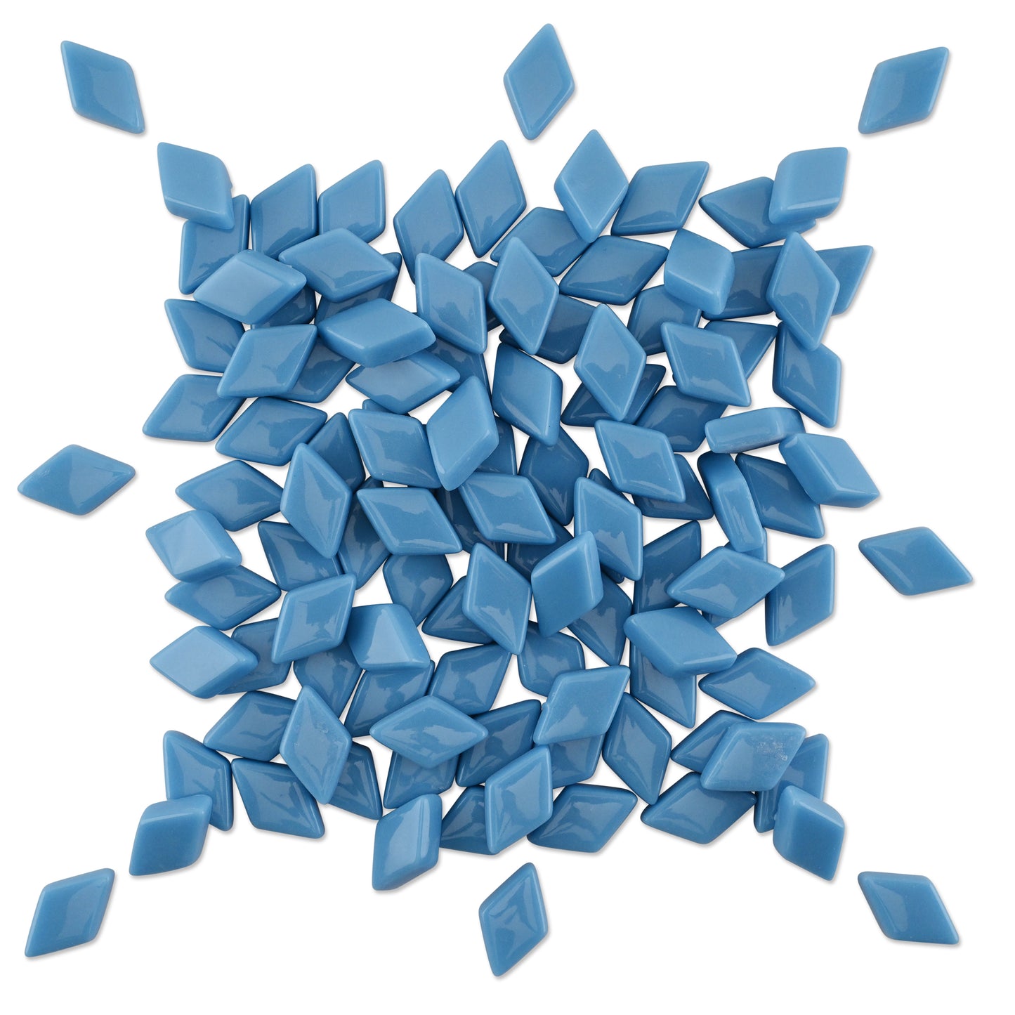 Sky Blue Diamond Shape Glass Glossy Finish Mosaic Tiles 250g