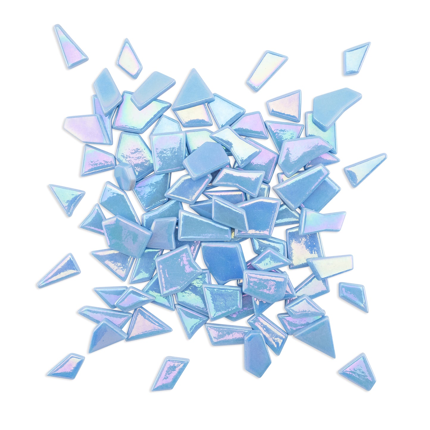 Sky Blue Irregular Shaped Iridised Glass Tiles 1Kg **School Bulk Buy**