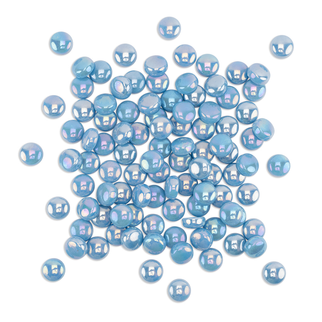 Sky Blue Pearl Round Glass Tiles 250g