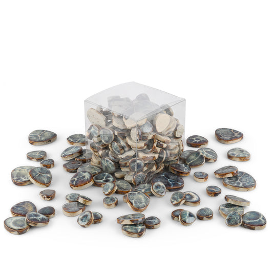 Stonewash Blue Marble Effect Glazed Ceramic Pebble Tiles 800g **School Bulk Buy**