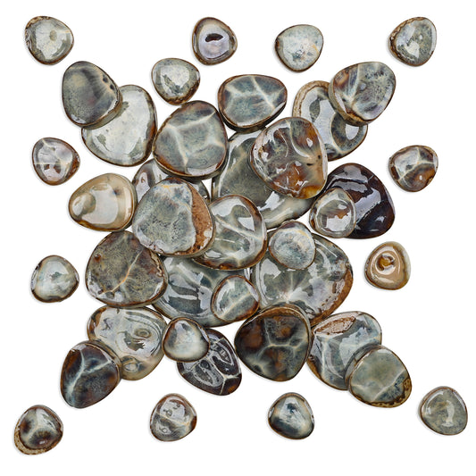 Stonewash Blue Marble Effect Glazed Ceramic Pebble Tiles 250g
