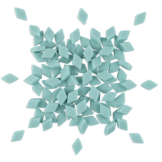 Teal 53 Diamond Shape Glass Matte Finish Green Mosaic Tiles 250g