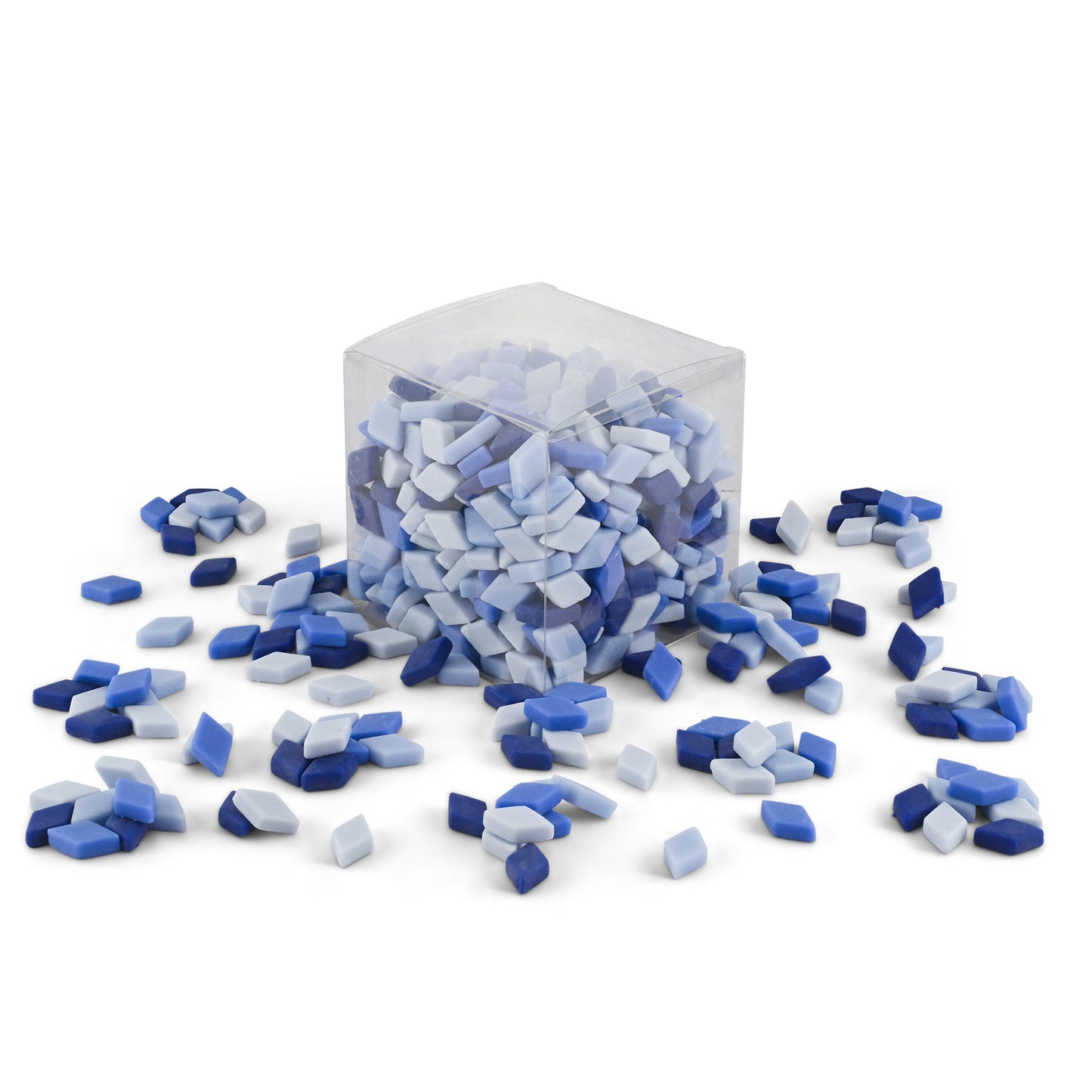 Assorted Blue Matte Diamond Shaped Glass Tiles 1Kg **School Bulk Buy** - CLEARANCE