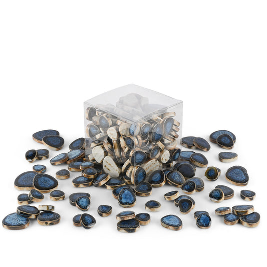 Two Blues Glazed Ceramic Pebble Tiles 800g **School Bulk Buy**