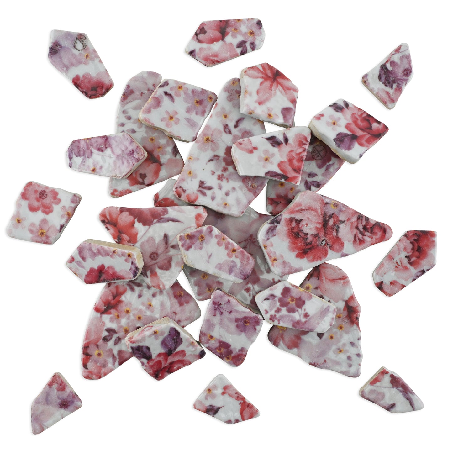 Irregular Vintage Floral Pattern Printed Glazed Ceramic Tiles 800g **School Bulk Buy**