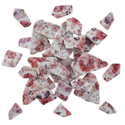 Irregular Vintage Floral Pattern Printed Glazed Ceramic Tiles 800g **School Bulk Buy**