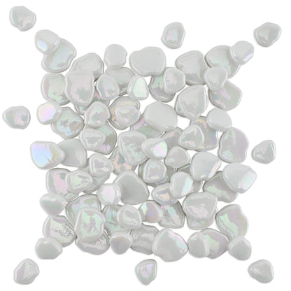 White Blossom Shaped Iridised Mixed Size Glass Pieces 1Kg **School Bulk Buy**