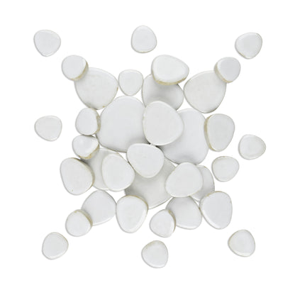White Glazed Ceramic Pebble Tiles 800g **School Bulk Buy**