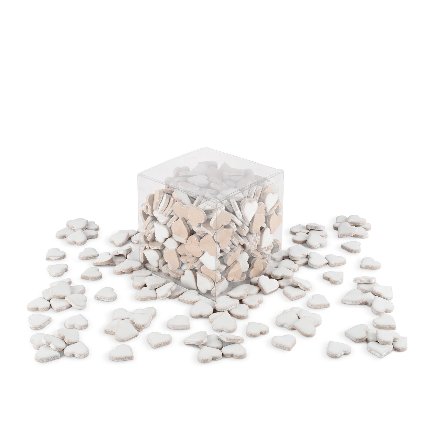 White Heart Shaped Glazed Ceramic Tiles 800g **School Bulk Buy**