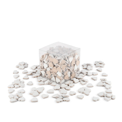 White Heart Shaped Glazed Ceramic Tiles 800g **School Bulk Buy**