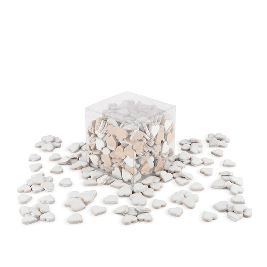 White Heart Shaped Glazed Ceramic Tiles 800g **School Bulk Buy**