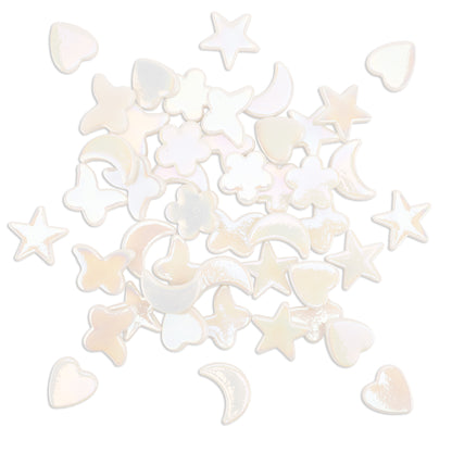 White Cutie Pie Iridised Assorted Glass Shapes 800g **School Bulk Buy**