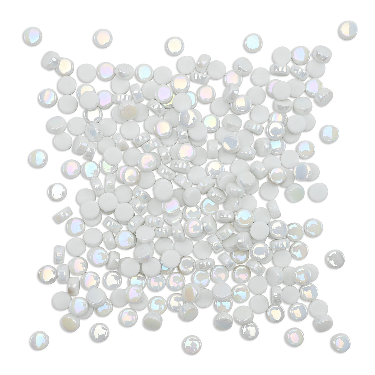 White Round Glass Dots 8mm Tiles 100g