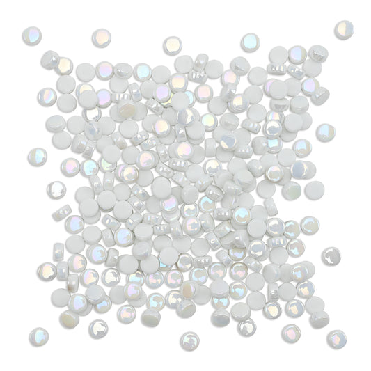 White Round Glass Dots 8mm Tiles 100g