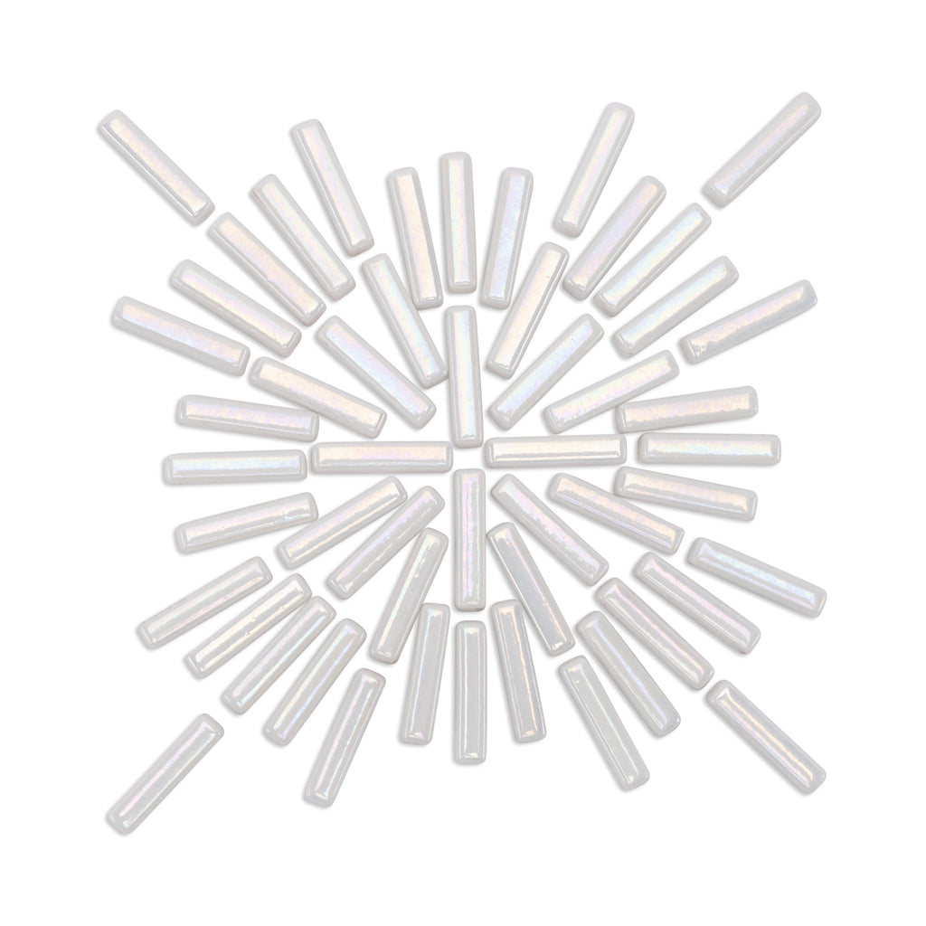 Irridised White Sticks Glass Tiles 250g