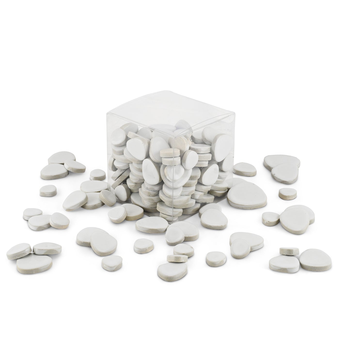 White Glazed Ceramic Pebble Tiles 800g **School Bulk Buy**