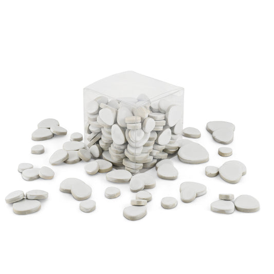 White Glazed Ceramic Pebble Tiles 800g **School Bulk Buy**