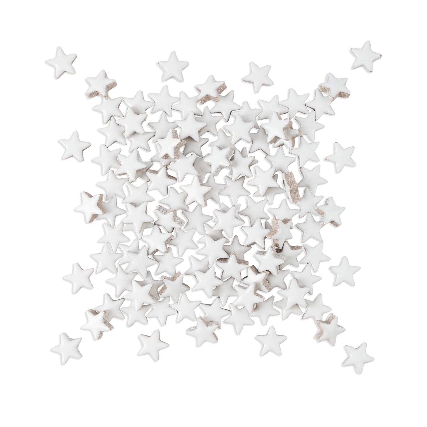 White Star Shaped Glazed Ceramic Tiles 70g