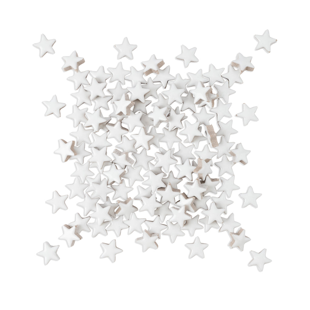 White Star Shaped Glazed Ceramic Tiles 70g