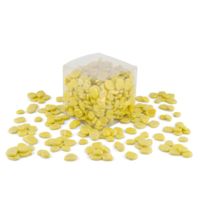 Yellow Blossom Shaped Iridised Mixed Size Glass Pieces 1Kg **School Bulk Buy**
